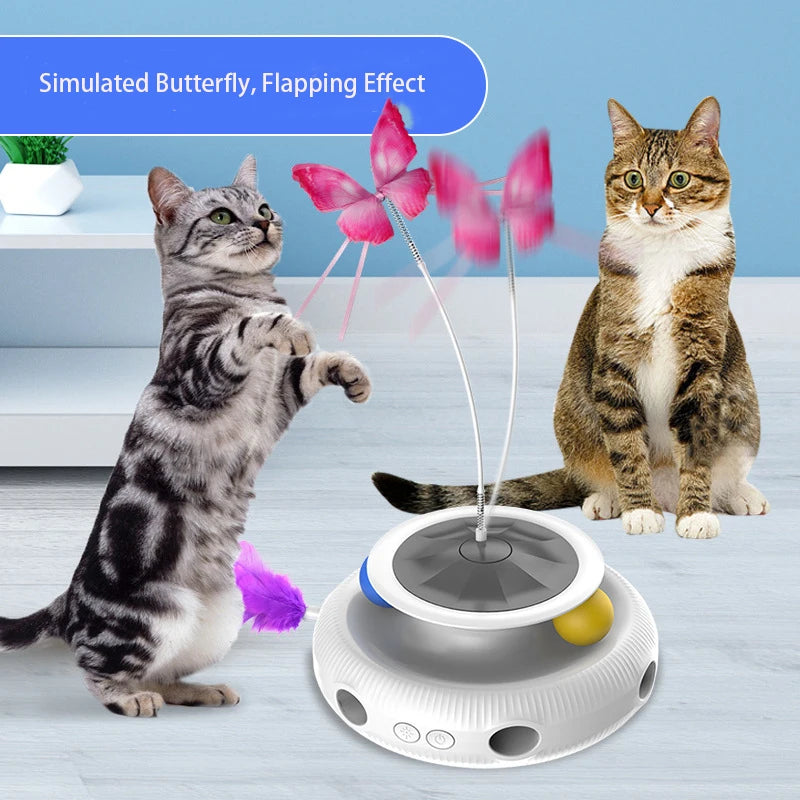 3 in 1 Smart Cat Toys Automatic Fluttering Butterfly Feather Fun Ball Toy Set for Cat Electronic Interactive Pet Toy Accessories
