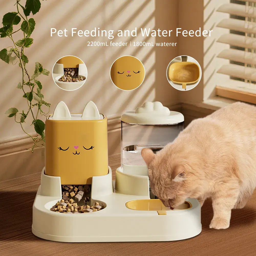 Automatic Pet Feeder with 2200Ml-74Oz Water Fountain, 1800Ml- 60Oz Food Dispenser Combo,For Large Dogs & Multiple Cats Silicone Bite Resistant Inflatable Balls Setilicone Bite Resistant Inflatable Balls Set