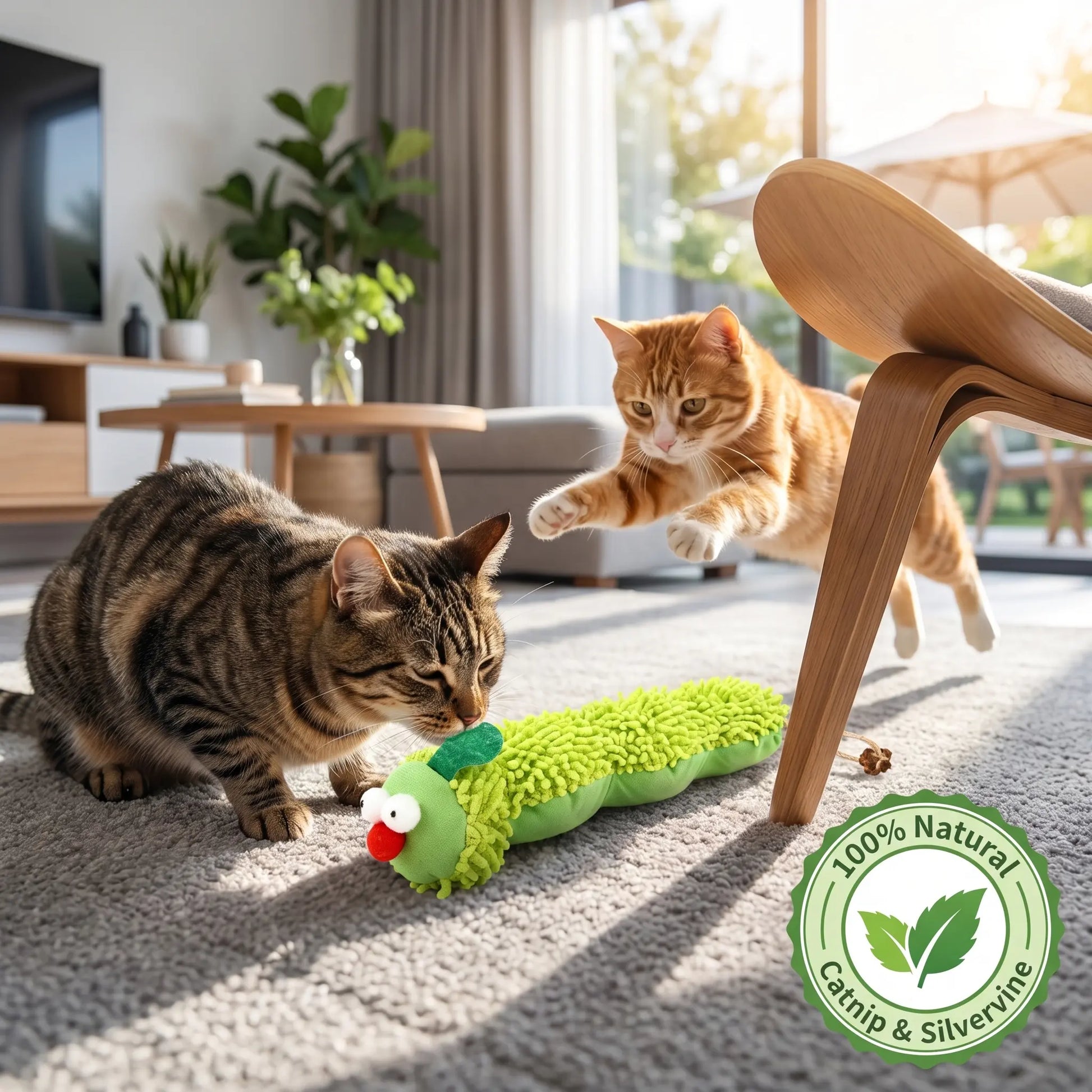 New Store Perks ！Catnip Caterpillar Plush Pillow 1Pc, Crinkle Sound Cat Toy with Catnip Head Silvervine Tail, Interactive Boredom Relief Toy for Indoor Cats