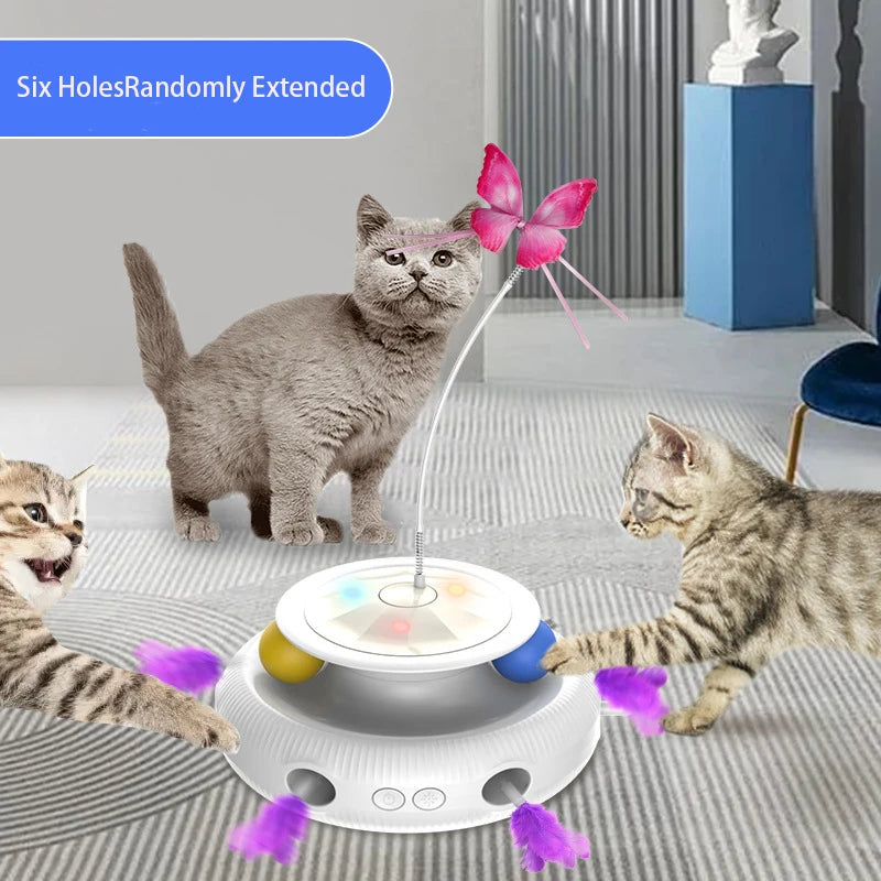 3 in 1 Smart Cat Toys Automatic Fluttering Butterfly Feather Fun Ball Toy Set for Cat Electronic Interactive Pet Toy Accessories