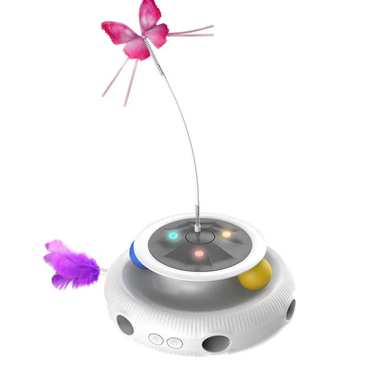 3 in 1 Smart Cat Toys Automatic Fluttering Butterfly Feather Fun Ball Toy Set for Cat Electronic Interactive Pet Toy Accessories