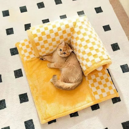 Cat Nest Tunnel Maze Digging Hole Cat Dog Bed Warm for Autumn Winter Suitable All Seasons Removable Washable Pet Winter Blanket