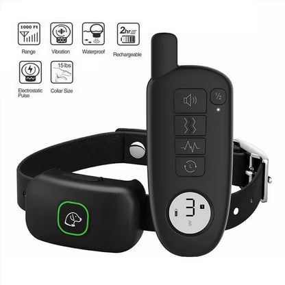 1000FT Pet Dog Training Collar IP67 Waterproof Rechargeable Electric Remote Shock Vibration Sound Bark Stop Collar Drop Shipping