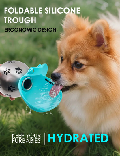 Stainless Pet Water Bottle with Drinking Basin — 285Ml Leak-Proof Travel Bottle for Dogs & Cats Perfect for Walks, Road Trips & Outdoor Play