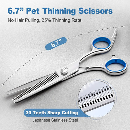 Professional 6-In-1 Pet Grooming Scissors Set ️ | Safety round Tips | Stainless Steel Sharp & Durable | Dog & Cat Hair Cutting Kit