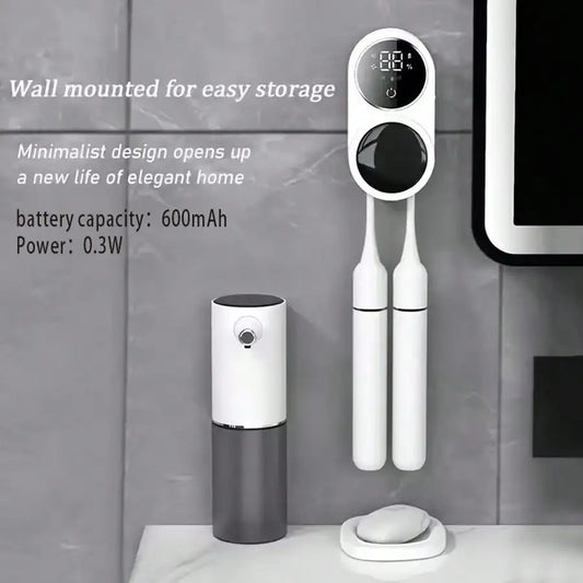 Wall-Mounted Toothbrush Holder, Intelligent Sterilizer & Dryer, Fits Most Walls, Automatic Disinfection for Toothbrushes.