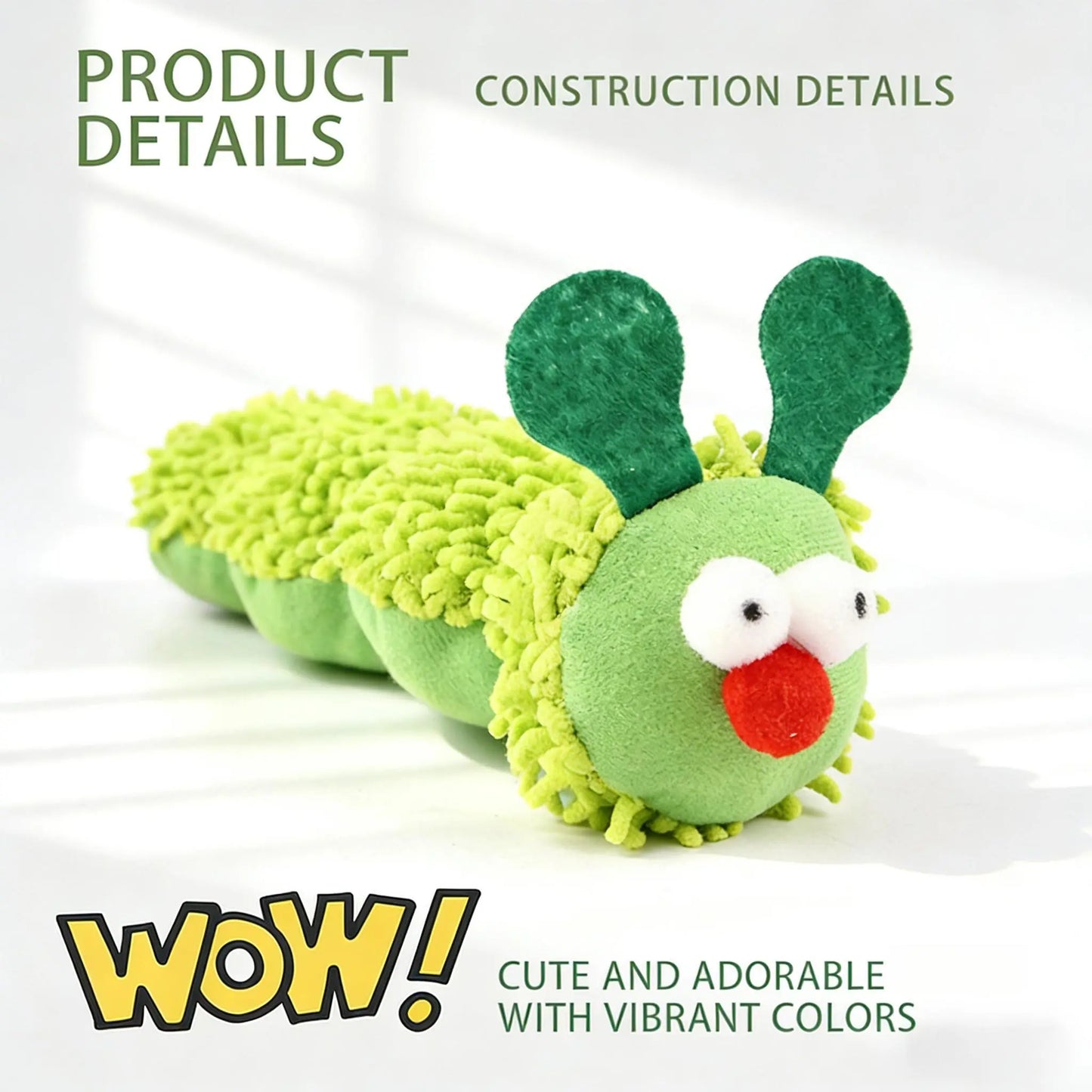 New Store Perks ！Catnip Caterpillar Plush Pillow 1Pc, Crinkle Sound Cat Toy with Catnip Head Silvervine Tail, Interactive Boredom Relief Toy for Indoor Cats
