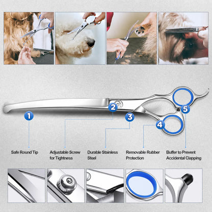 Professional 6-In-1 Pet Grooming Scissors Set ️ | Safety round Tips | Stainless Steel Sharp & Durable | Dog & Cat Hair Cutting Kit