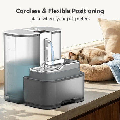 Marchul 5L Wireless Smart Pet Water Fountain - Battery Operated Automatic Dispenser for Cats and Dogs, Made of SUS 304 Stainless Steel, Features Motion Sensor and Wastewater Separation, 200-Day Battery Life, No Filter Required
