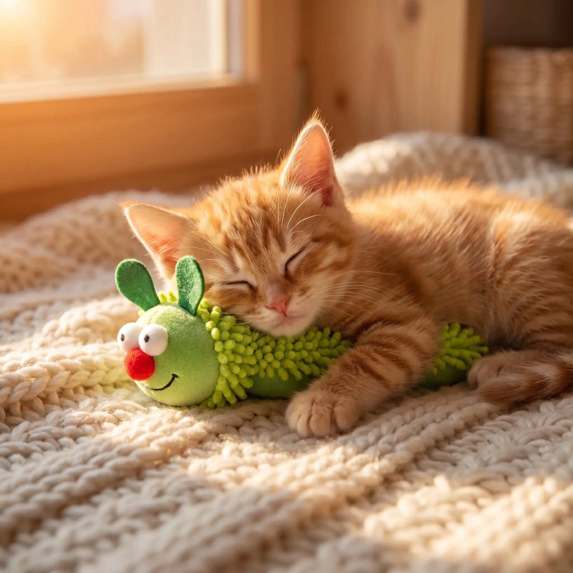 New Store Perks ！Catnip Caterpillar Plush Pillow 1Pc, Crinkle Sound Cat Toy with Catnip Head Silvervine Tail, Interactive Boredom Relief Toy for Indoor Cats