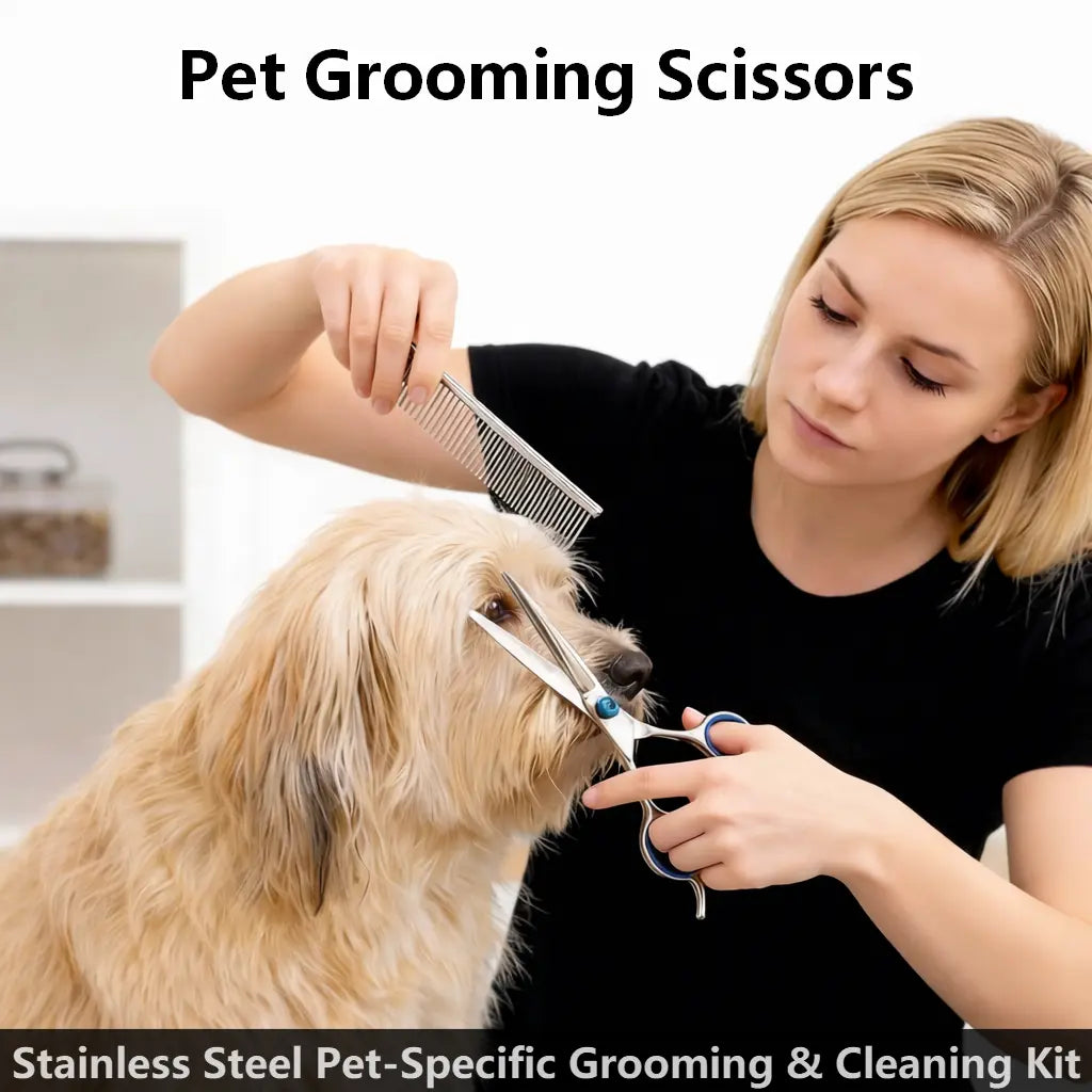 Professional 6-In-1 Pet Grooming Scissors Set ️ | Safety round Tips | Stainless Steel Sharp & Durable | Dog & Cat Hair Cutting Kit